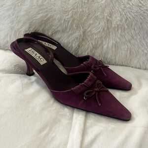 Isaac Mizrahi Vintage Purple Suede Slingback Pointed-Toe Heels (7)